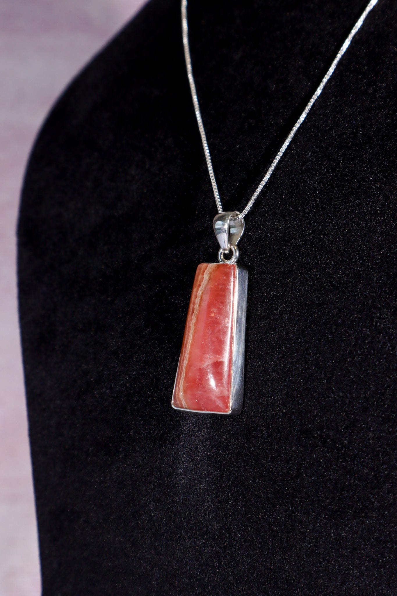 Rhodochrosite Pendant 3.7cm 925 Silver Pendant With Chain Jewellery Tali & Loz Crystals
