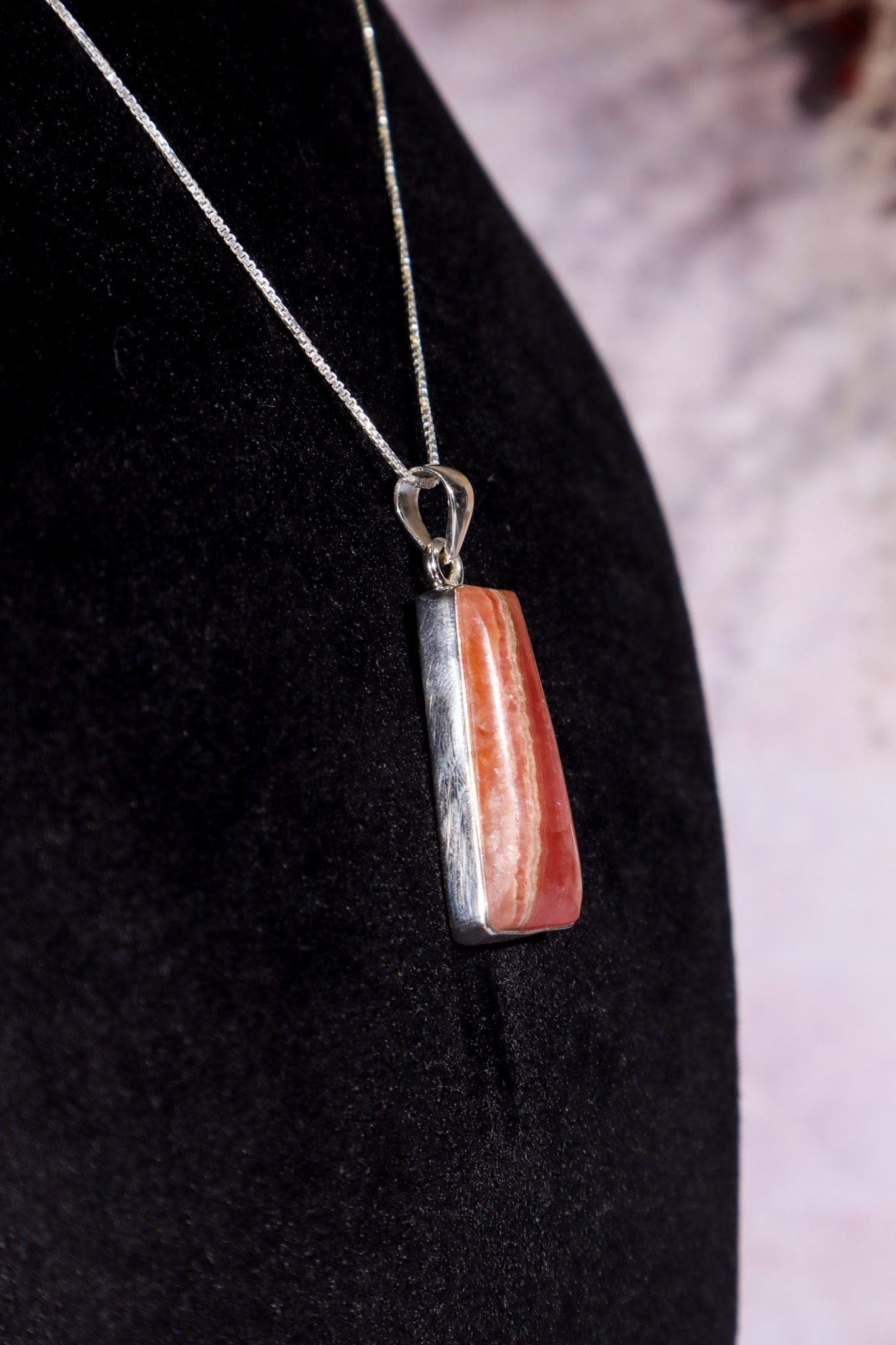 Rhodochrosite Pendant 3.7cm 925 Silver Pendant With Chain Jewellery Tali & Loz Crystals