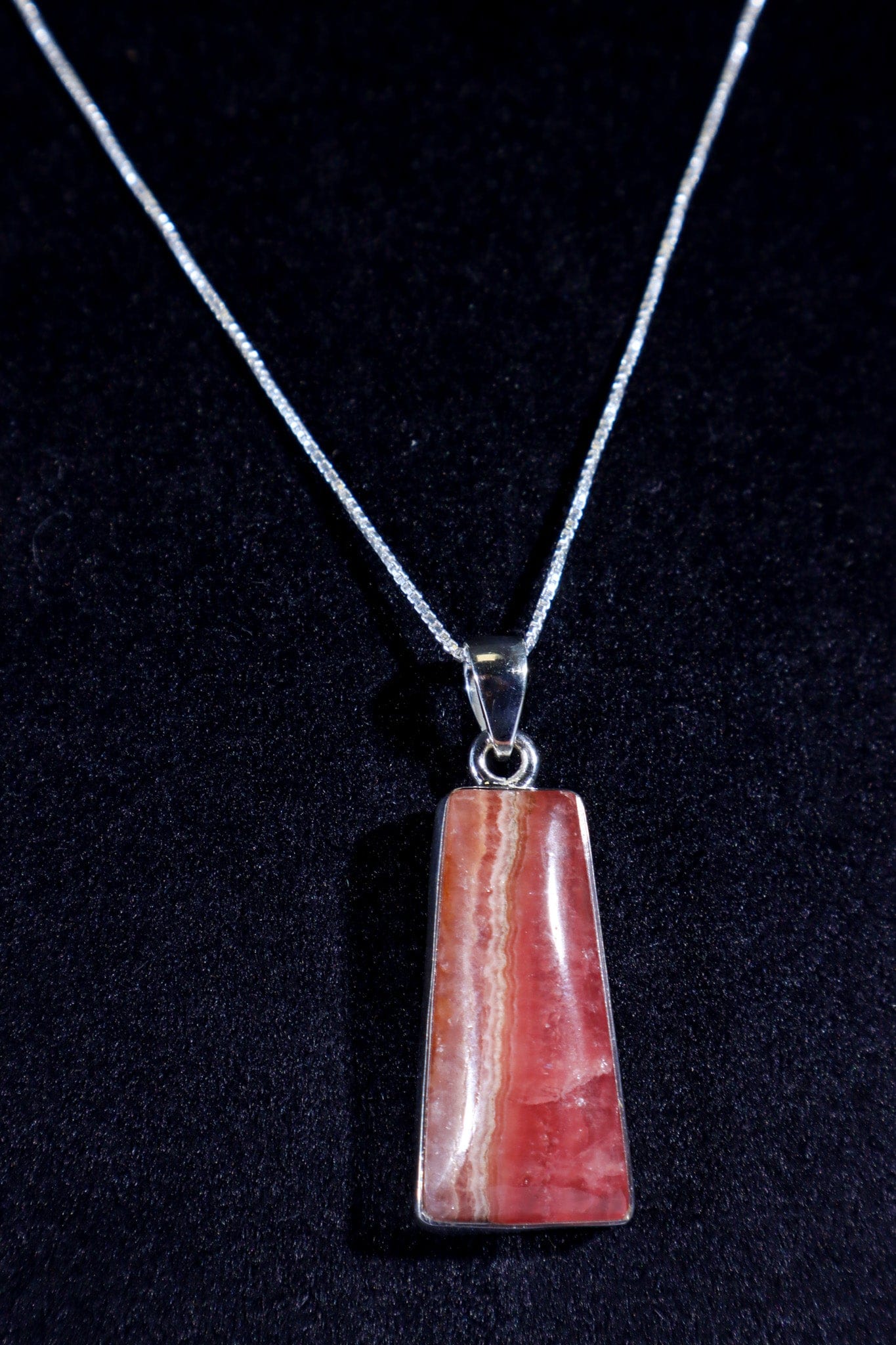 Rhodochrosite Pendant 3.7cm 925 Silver Pendant With Chain Jewellery Tali & Loz Crystals