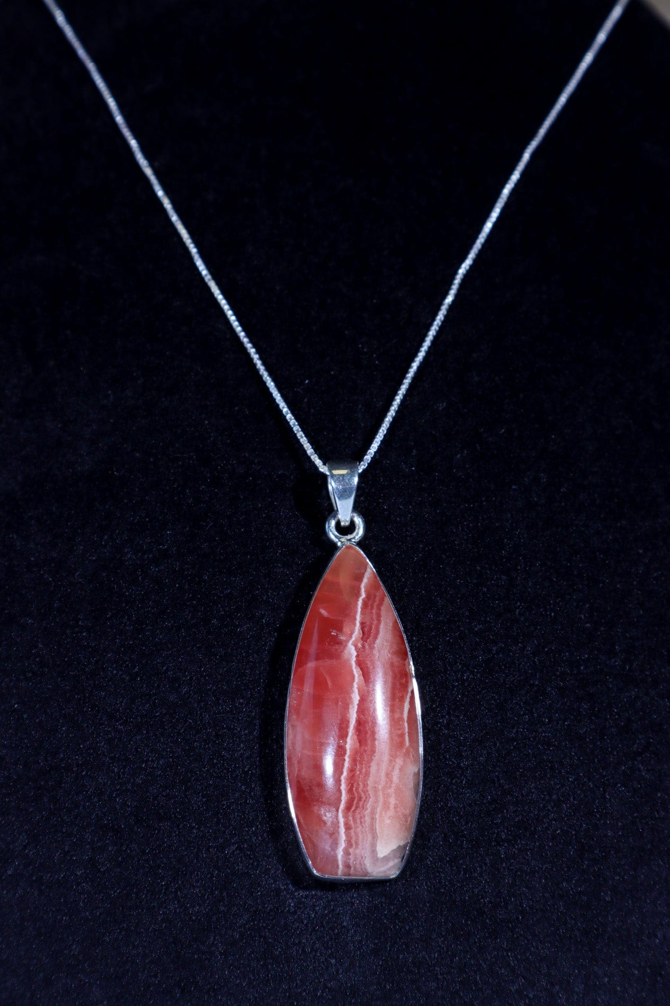 Rhodochrosite Pendant 5cm 925 Silver Pendant With Chain Jewellery Tali & Loz Crystals