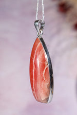 Rhodochrosite Pendant 5cm 925 Silver Pendant With Chain Jewellery Tali & Loz Crystals