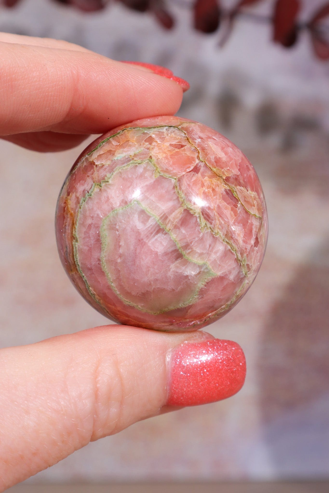 Rhodochrosite Sphere 102gr , Sold as Seen Spheres Tali & Loz Crystals