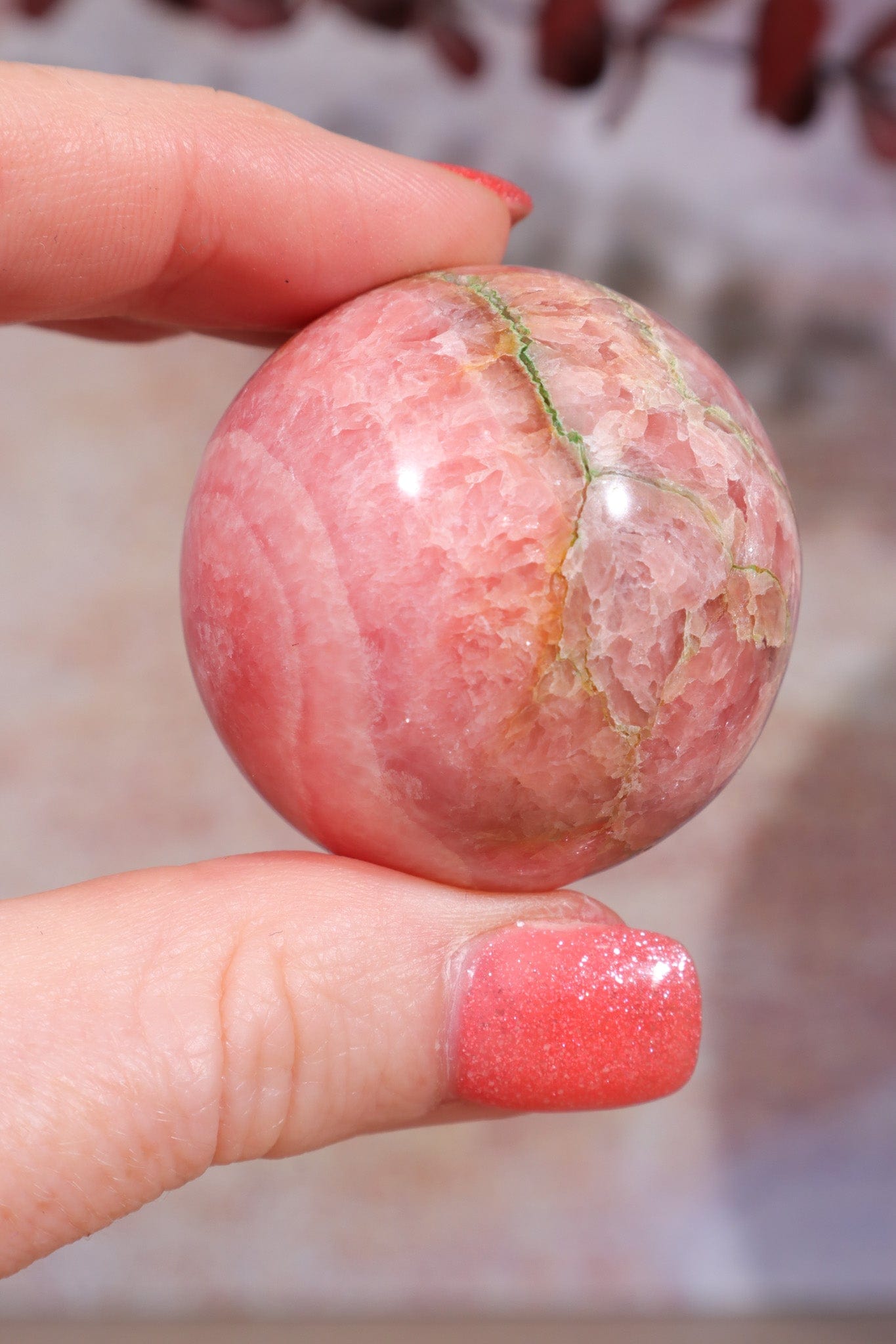 Rhodochrosite Sphere 102gr , Sold as Seen Spheres Tali & Loz Crystals