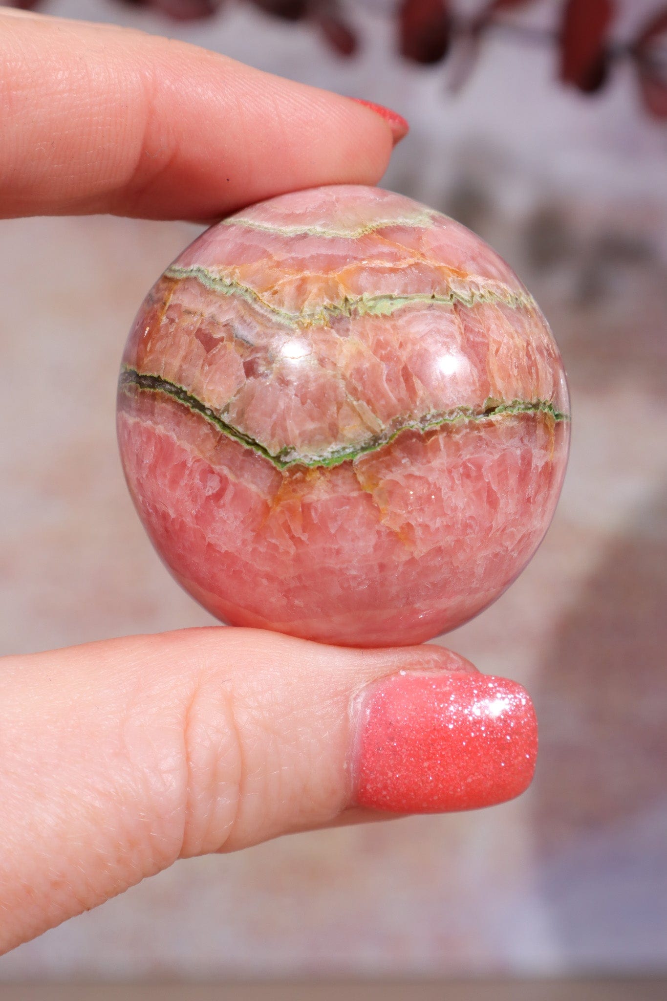 Rhodochrosite Sphere 102gr , Sold as Seen Spheres Tali & Loz Crystals