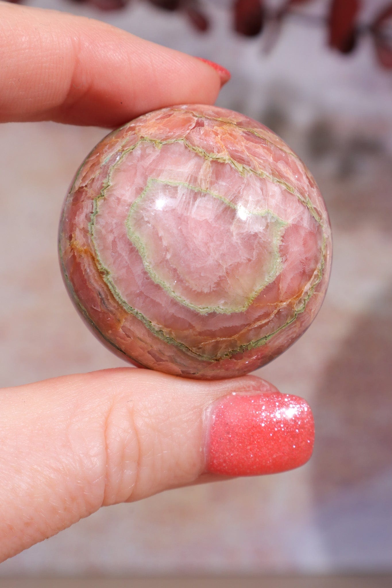 Rhodochrosite Sphere 102gr , Sold as Seen Spheres Tali & Loz Crystals