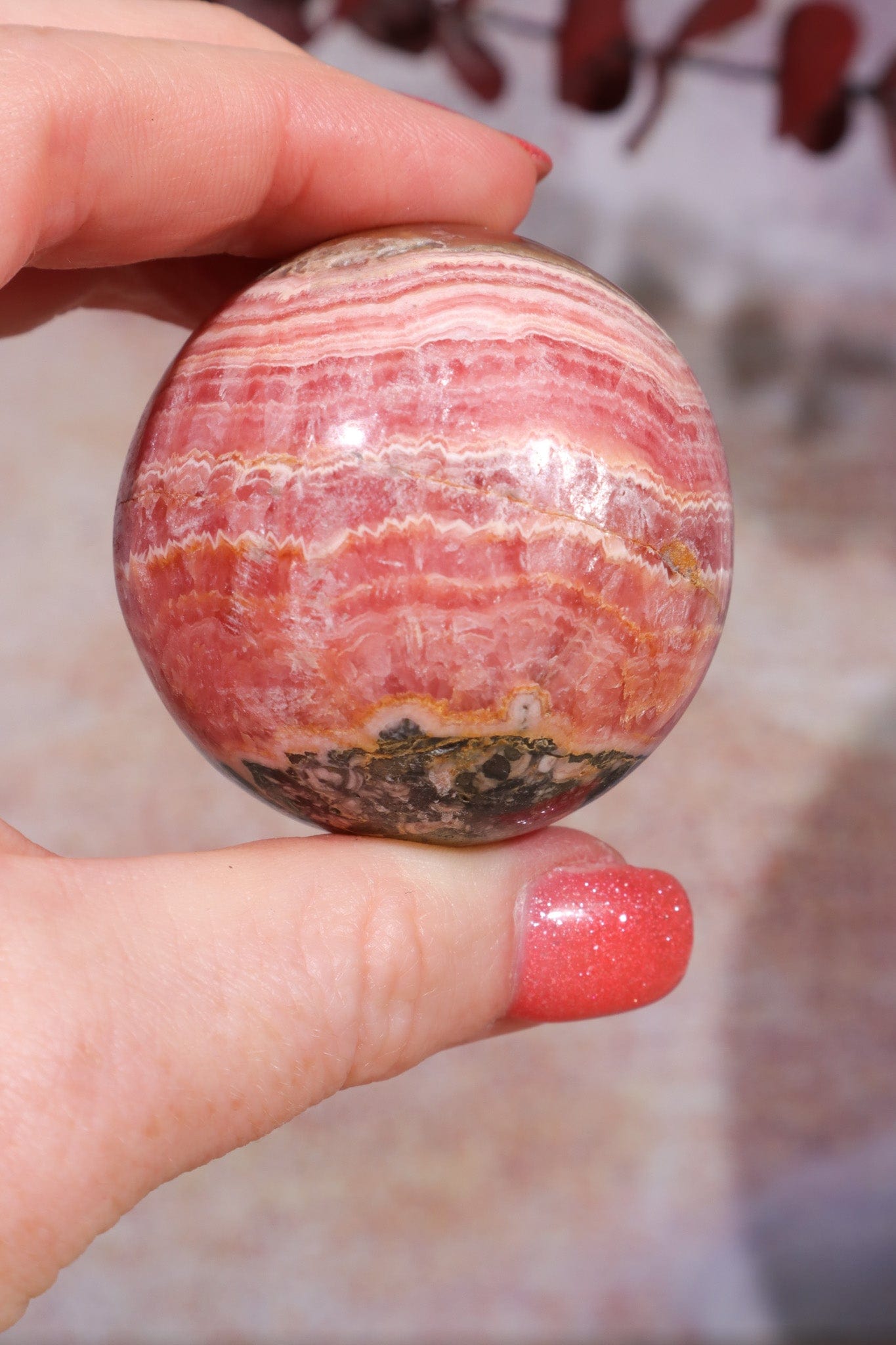 Rhodochrosite Sphere 170gr , Sold as Seen Spheres Tali & Loz Crystals
