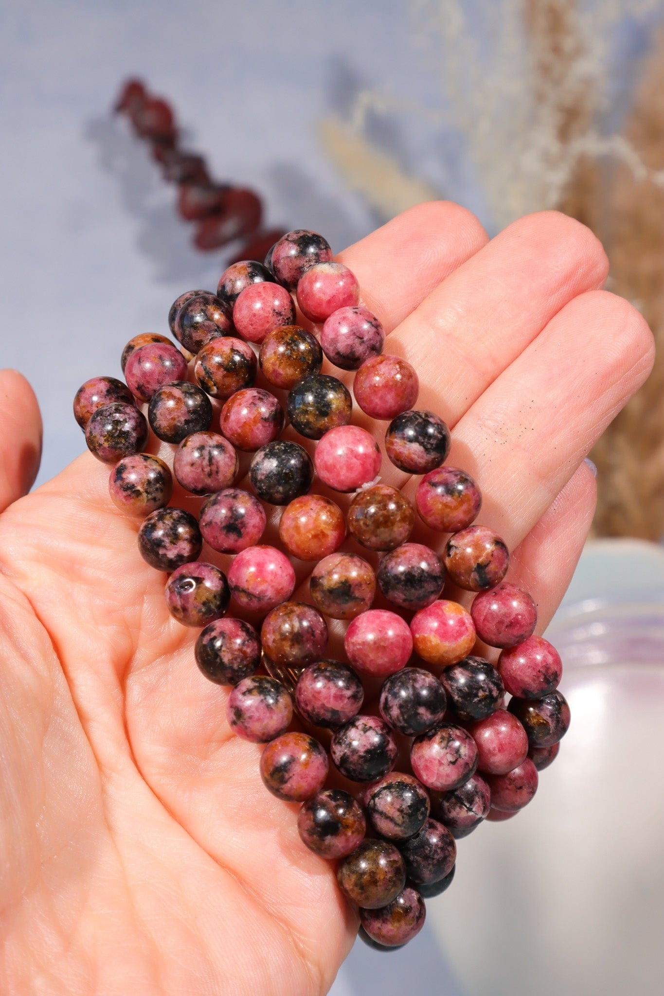 Rhodonite Beaded Bracelet 24gr (Bead Size 0.8cm), Intuitively Chosen Bracelets Tali & Loz Crystals
