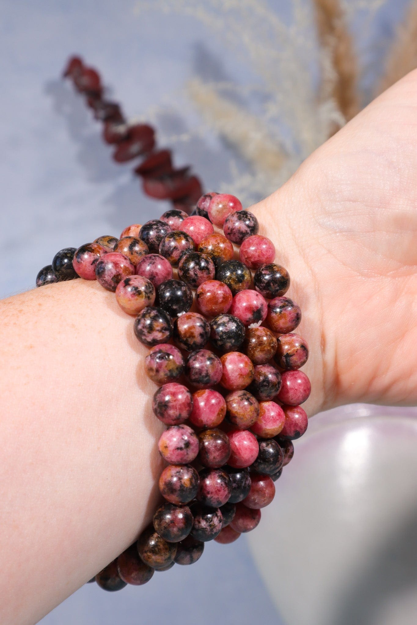 Rhodonite Beaded Bracelet 24gr (Bead Size 0.8cm), Intuitively Chosen Bracelets Tali & Loz Crystals