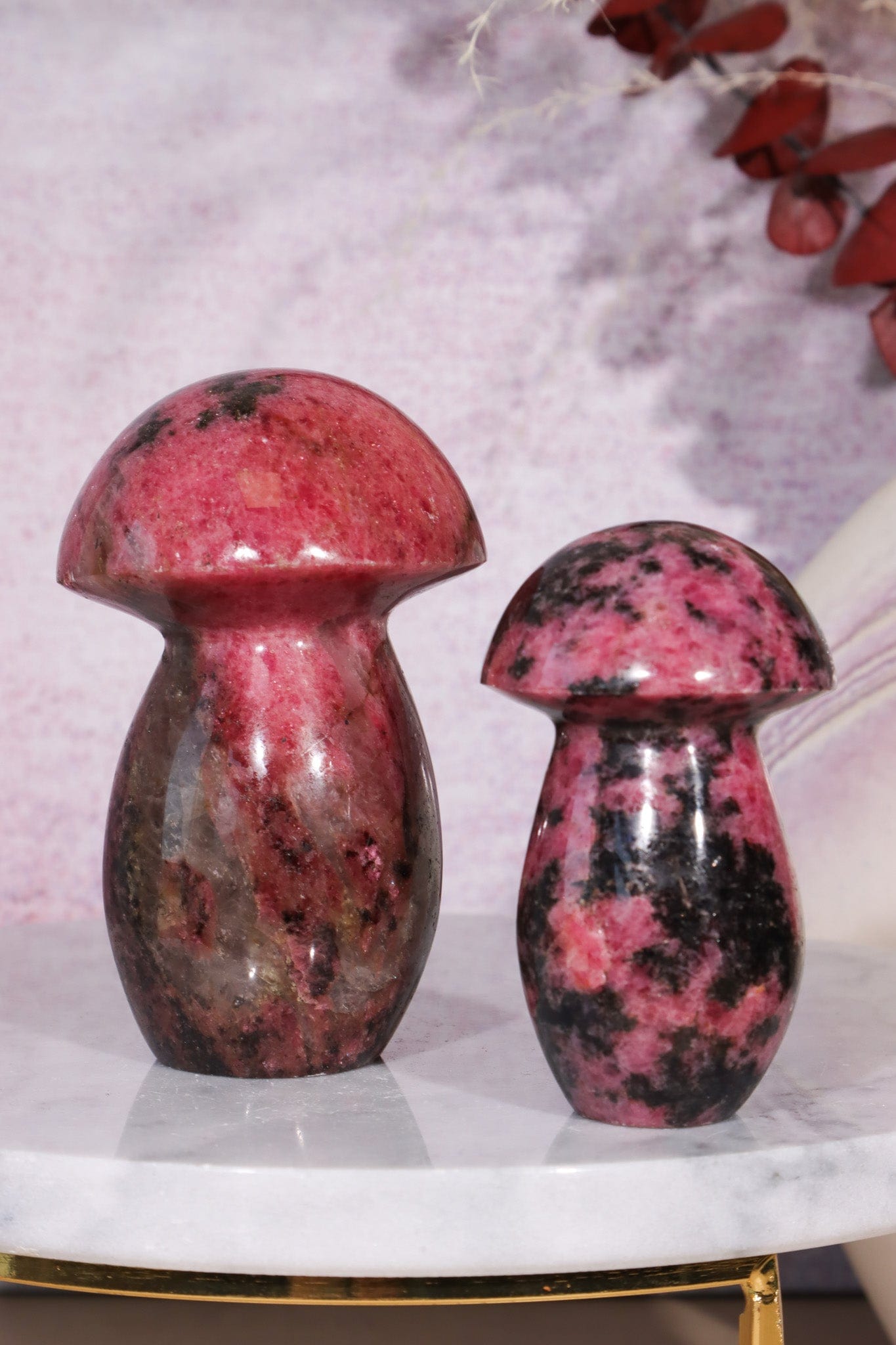 Rhodonite Mushroom Carving 8.5cm Mushrooms Tali & Loz