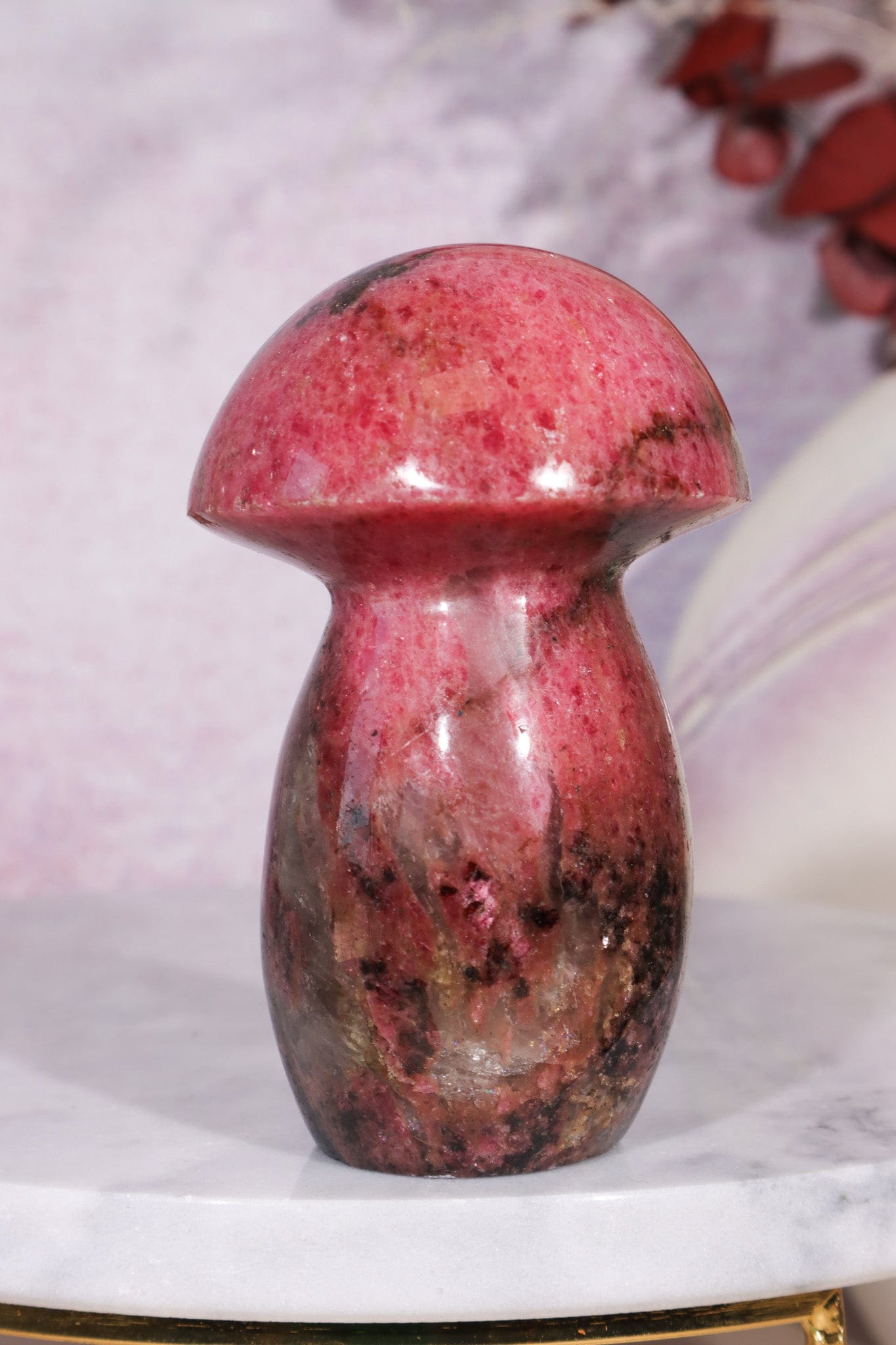 Rhodonite Mushroom Carving 8.5cm Mushrooms Tali & Loz