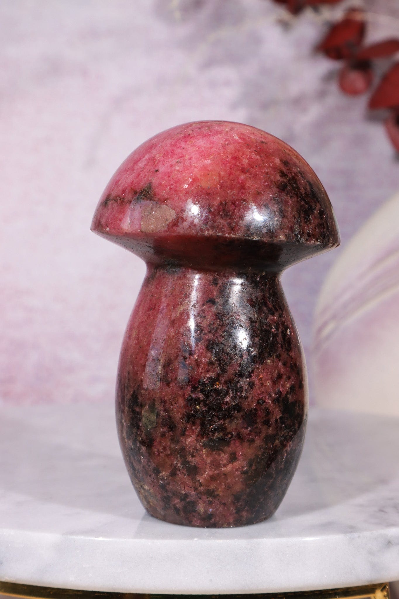 Rhodonite Mushroom Carving 8.5cm Mushrooms Tali & Loz