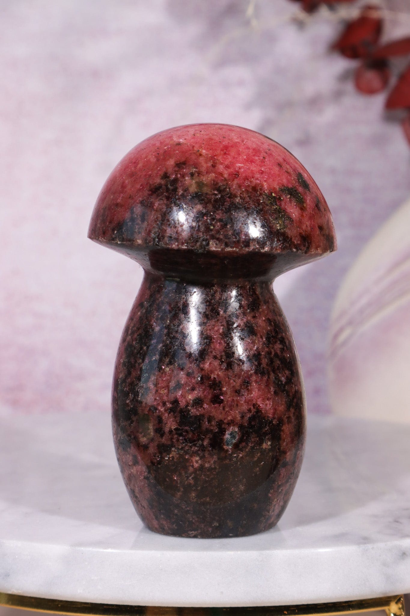 Rhodonite Mushroom Carving 8.5cm Mushrooms Tali & Loz