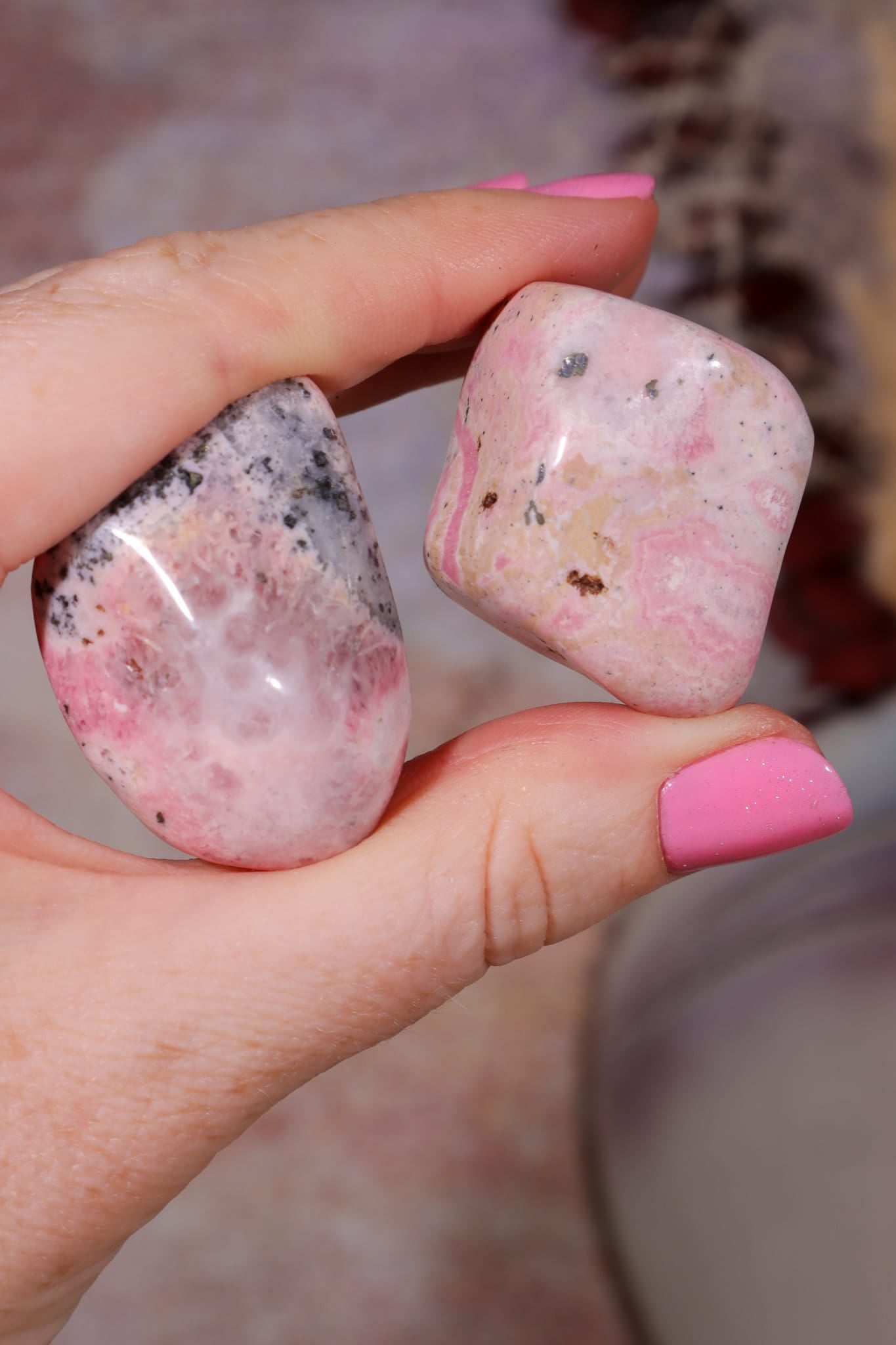 Rhodonite Tumbles | 28-36mm | Madagascar Tumblestones Tali & Loz Crystals