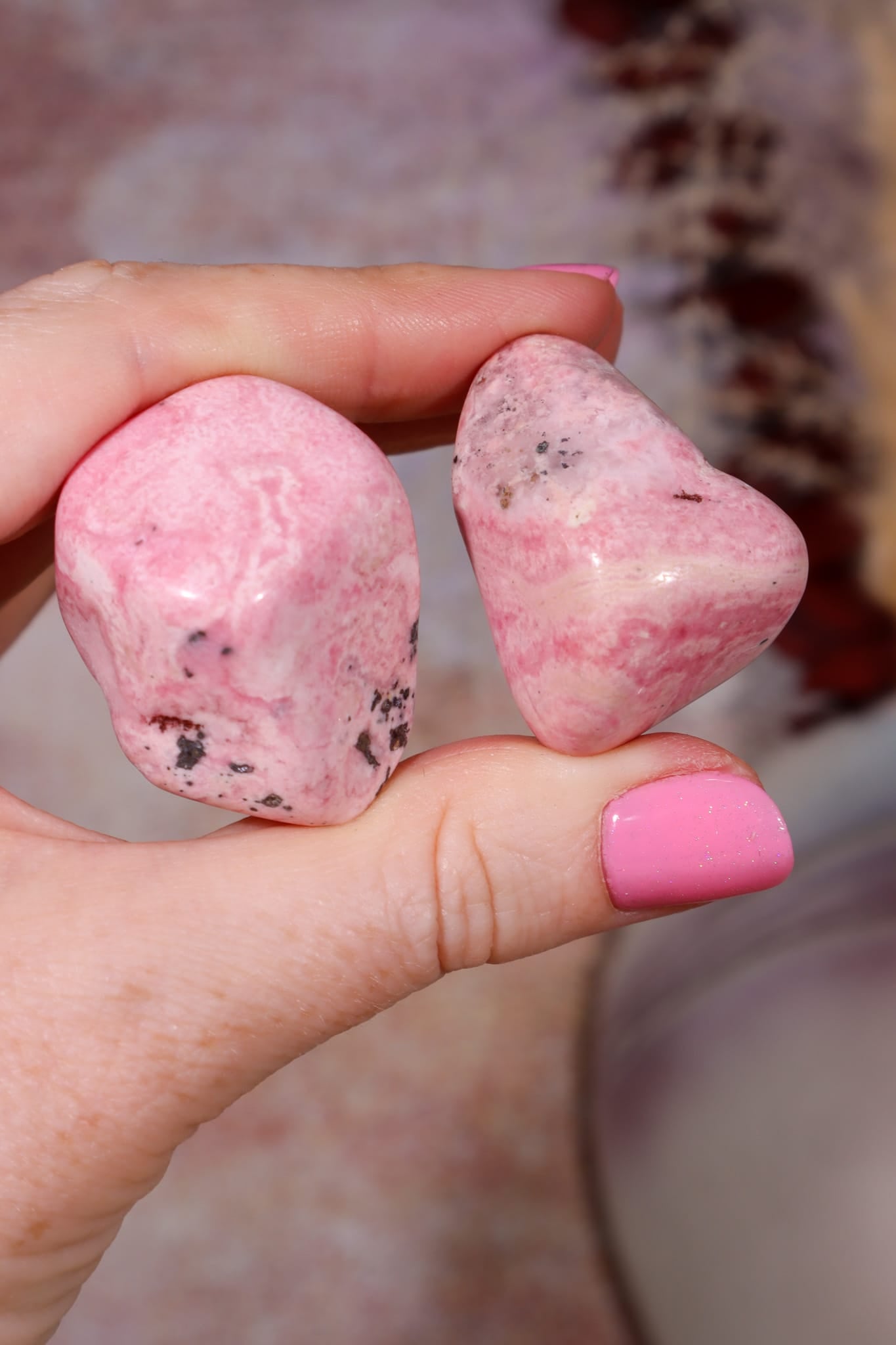 Rhodonite Tumbles | 28-36mm | Madagascar Tumblestones Tali & Loz Crystals