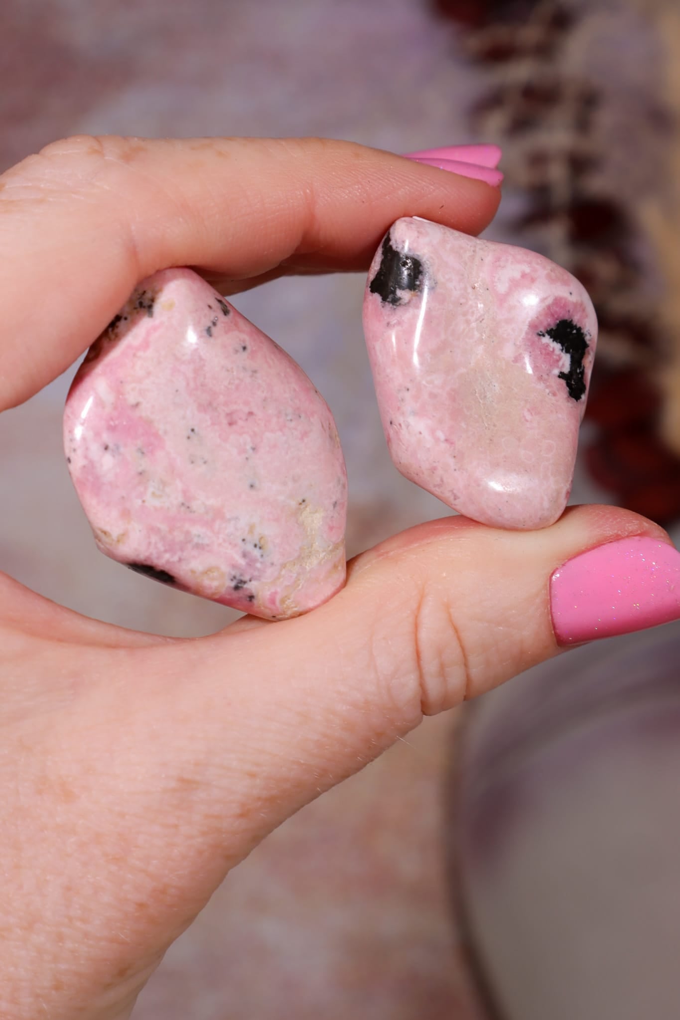 Rhodonite Tumbles | 28-36mm | Madagascar Tumblestones Tali & Loz Crystals