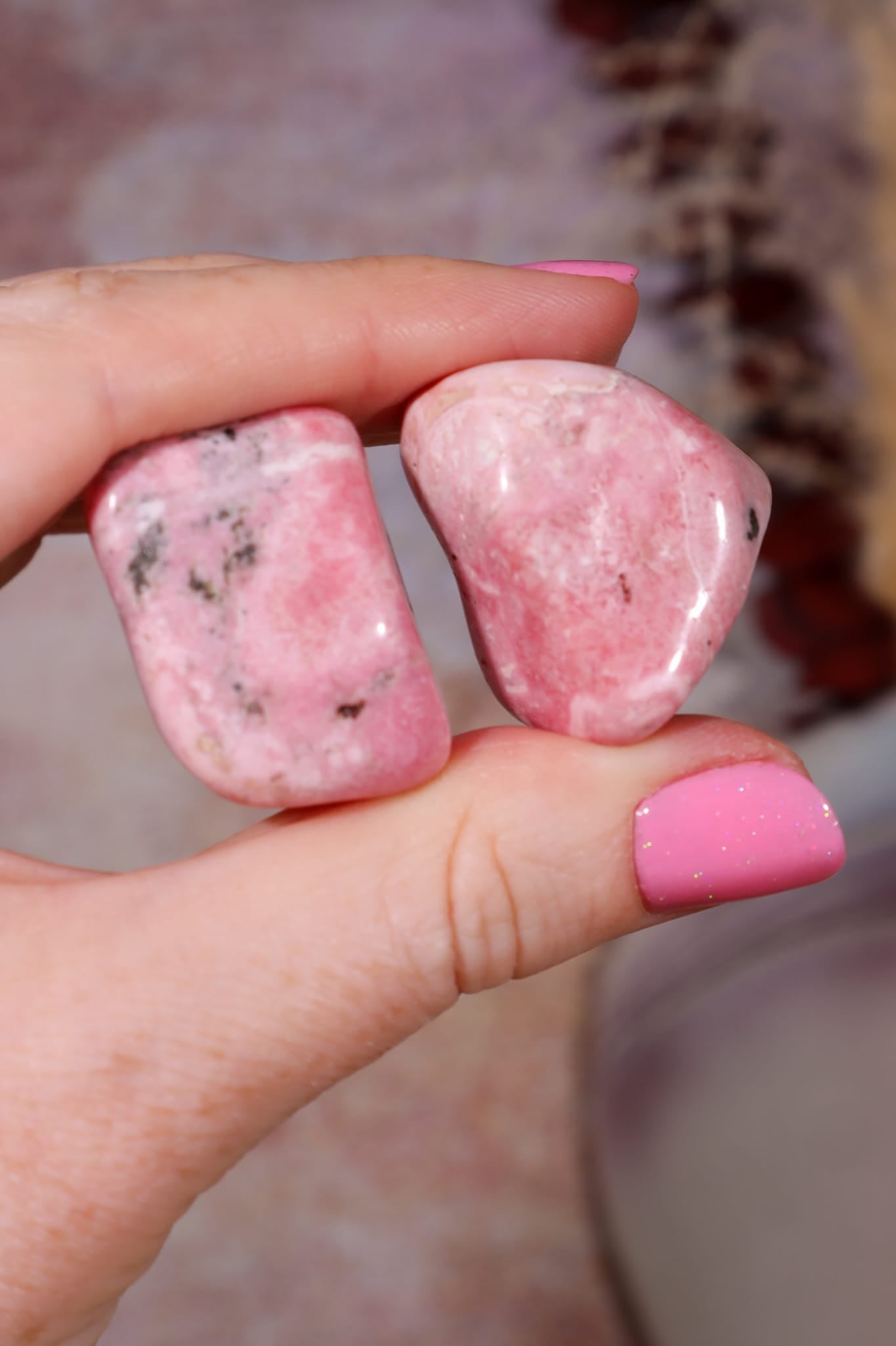 Rhodonite Tumbles | 28-36mm | Madagascar Tumblestones Tali & Loz Crystals