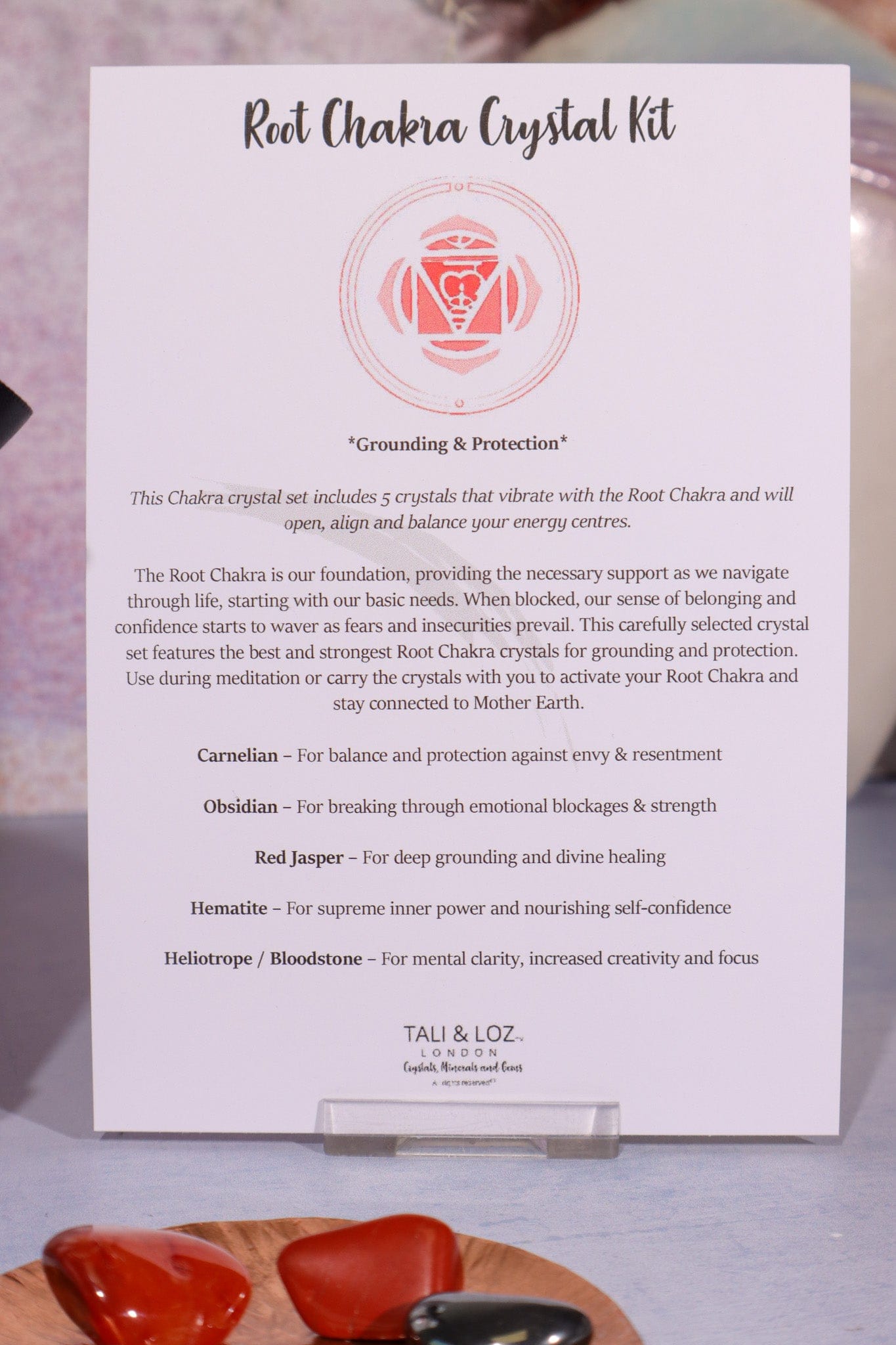Root Chakra Crystal Kit Crystal Sets Tali & Loz Crystals