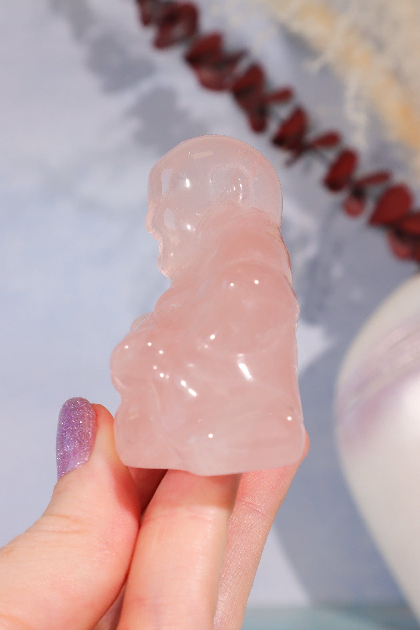 Rose Quartz Buddha Carving, Intuitively Chosen Carving Tali & Loz
