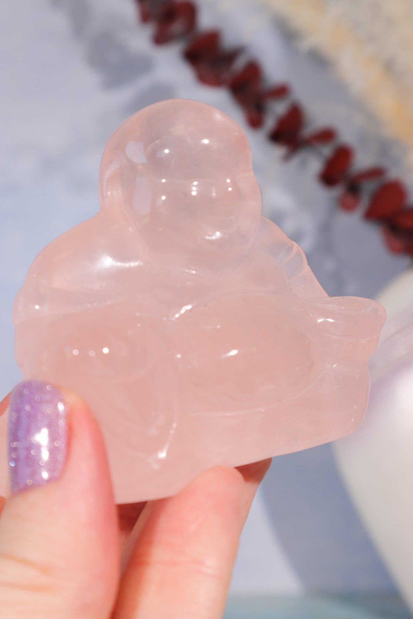 Rose Quartz Buddha Carving, Intuitively Chosen Carving Tali & Loz