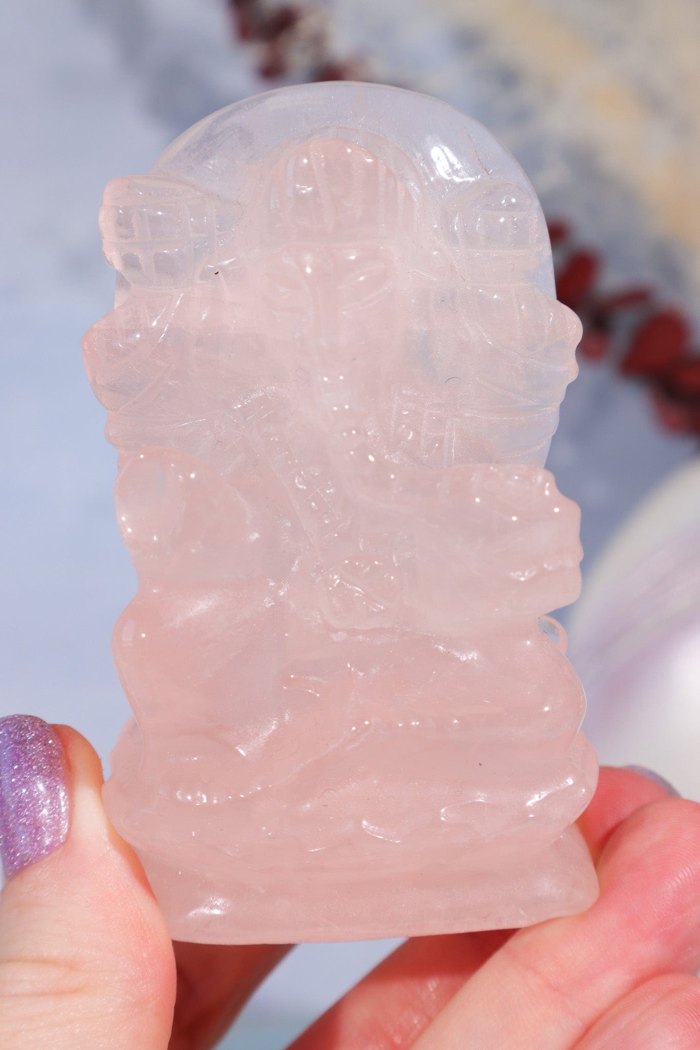 Rose Quartz Ganesh Carving, Sold as Seen Carving Tali & Loz