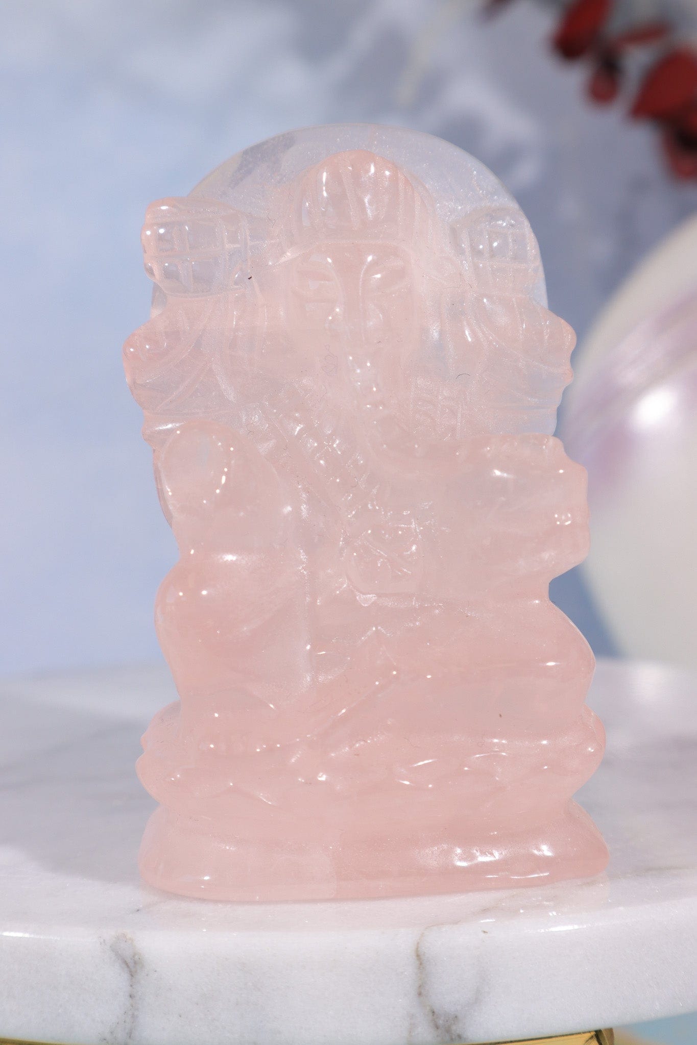 Rose Quartz Ganesh Carving, Sold as Seen Carving Tali & Loz