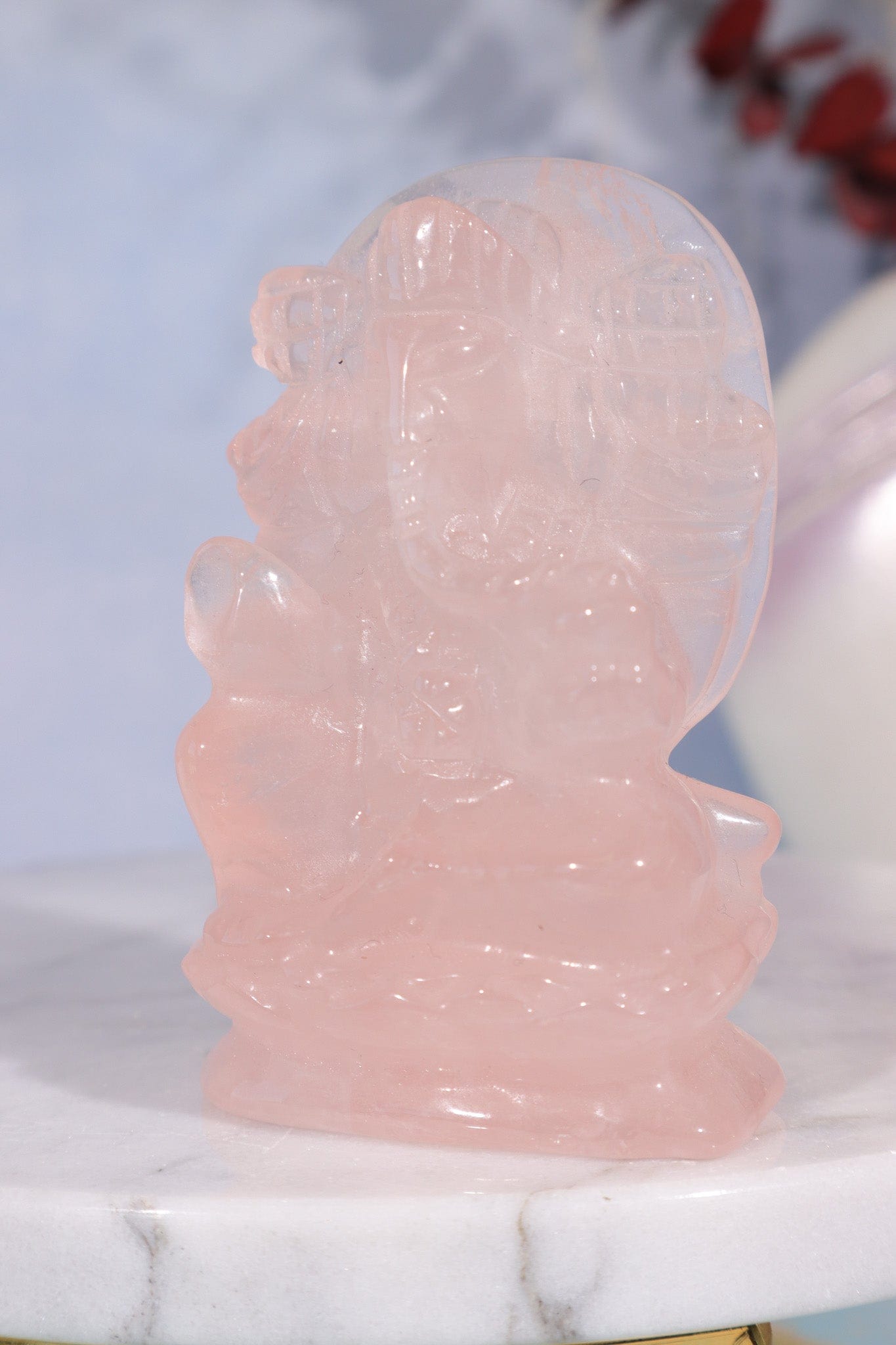 Rose Quartz Ganesh Carving, Sold as Seen Carving Tali & Loz