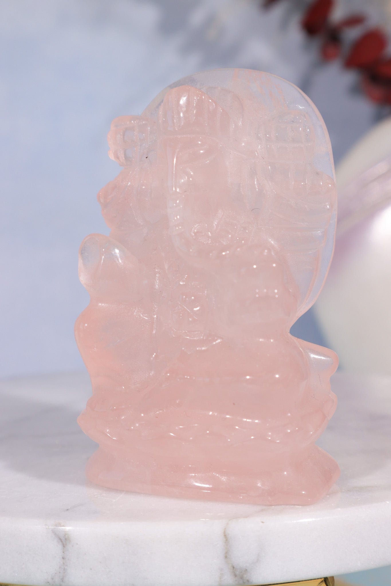 Rose Quartz Ganesh Carving, Sold as Seen Carving Tali & Loz