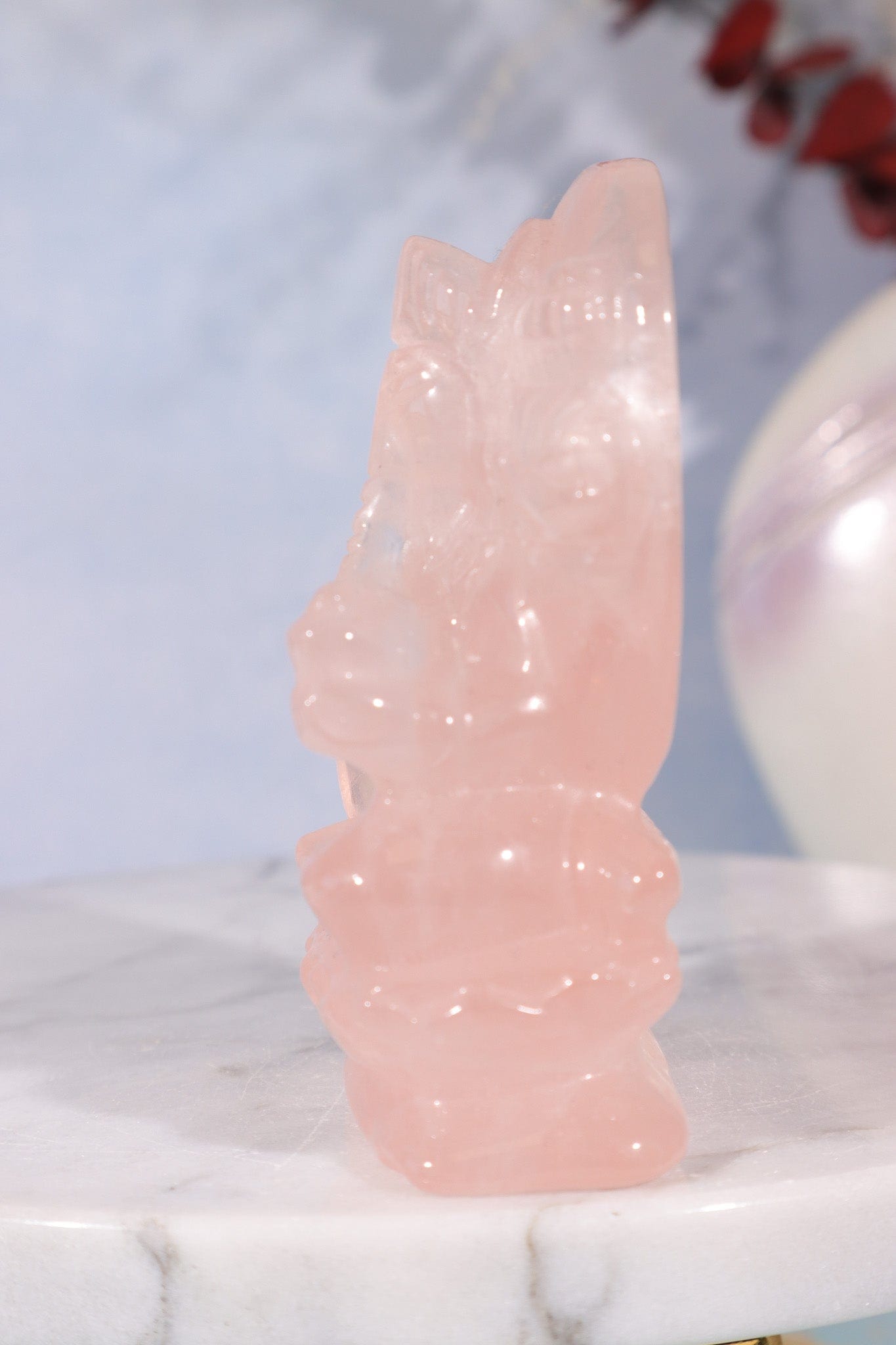 Rose Quartz Ganesh Carving, Sold as Seen Carving Tali & Loz