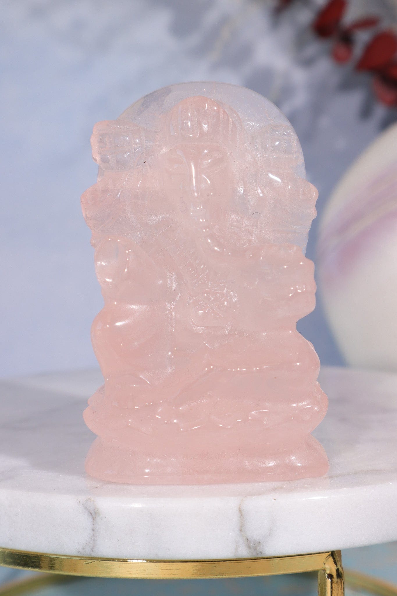 Rose Quartz Ganesh Carving, Sold as Seen Carving Tali & Loz