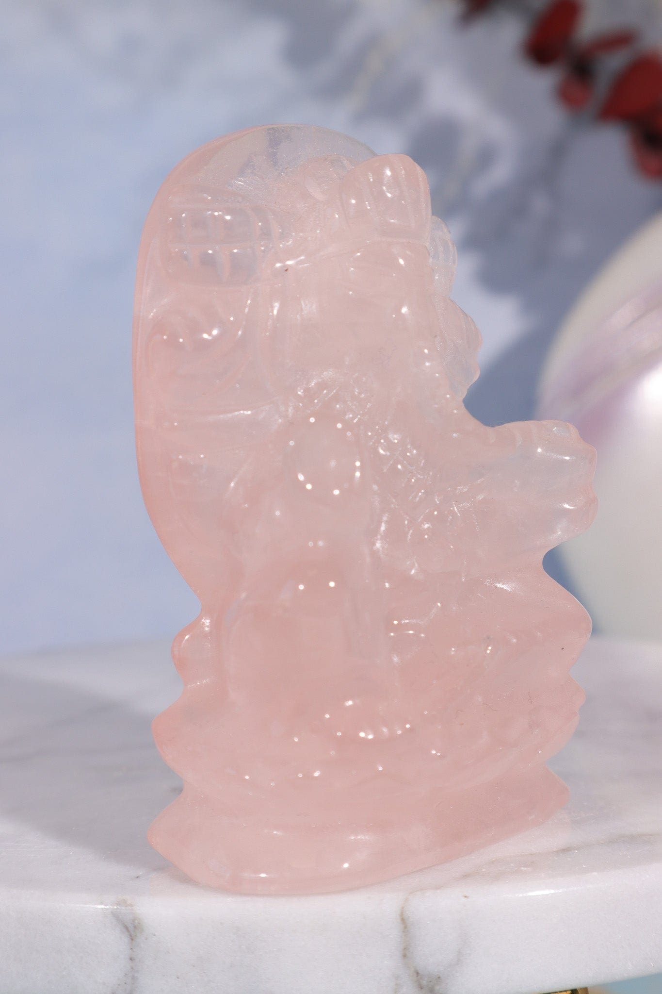 Rose Quartz Ganesh Carving, Sold as Seen Carving Tali & Loz