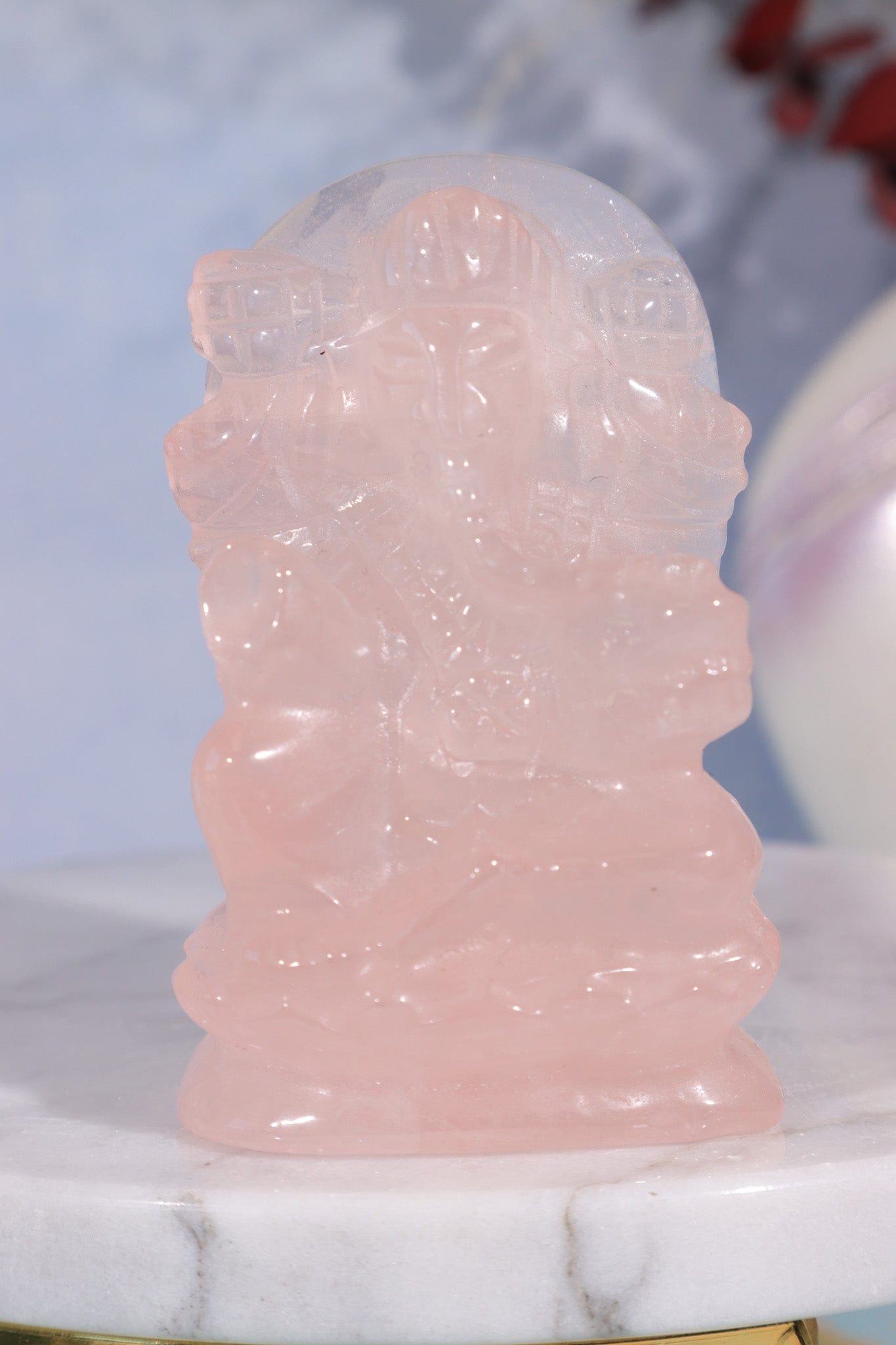 Rose Quartz Ganesh Carving, Sold as Seen Carving Tali & Loz
