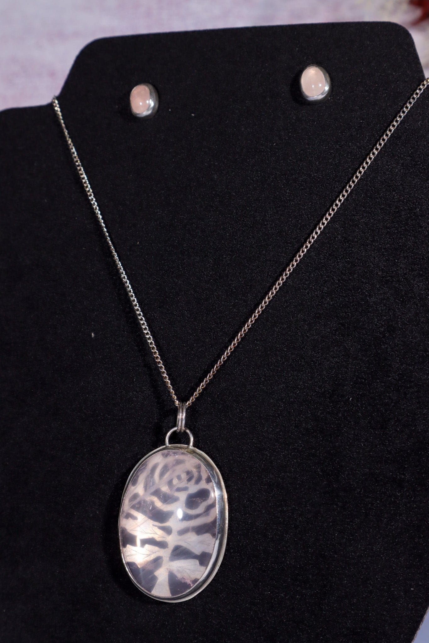 Rose Quartz Necklace With Earrings 4.6cm, Handmade In The UK Jewellery Tali & Loz Crystals