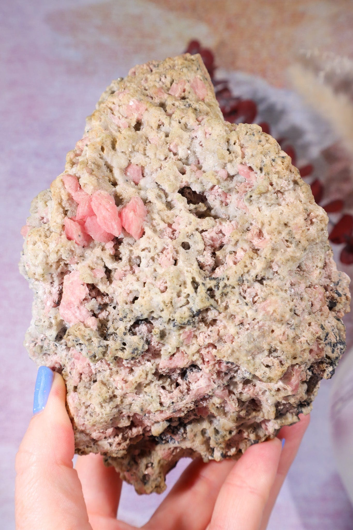 Rough Rhodochrosite Mineral 1.3kg, Colorado Minerals Tali & Loz Crystals