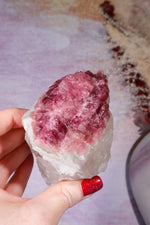 Rubellite Tourmaline in Quartz Specimen on stand 14cm, Brazil Rough Crystals Tali & Loz Crystals