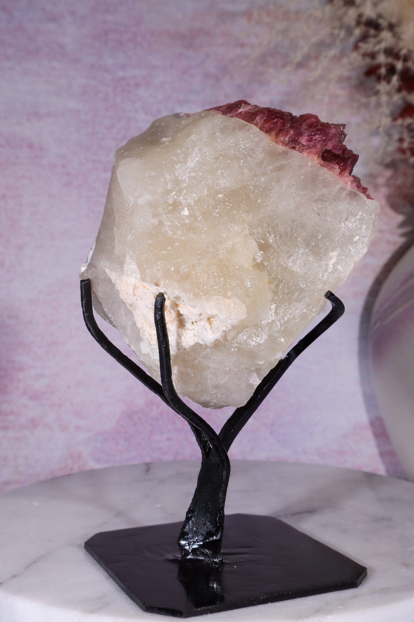 Rubellite Tourmaline in Quartz Specimen on stand 14cm, Brazil Rough Crystals Tali & Loz Crystals