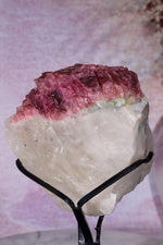 Rubellite Tourmaline in Quartz Specimen on stand 14cm, Brazil Rough Crystals Tali & Loz Crystals
