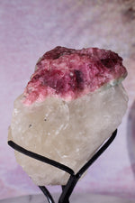 Rubellite Tourmaline in Quartz Specimen on stand 14cm, Brazil Rough Crystals Tali & Loz Crystals