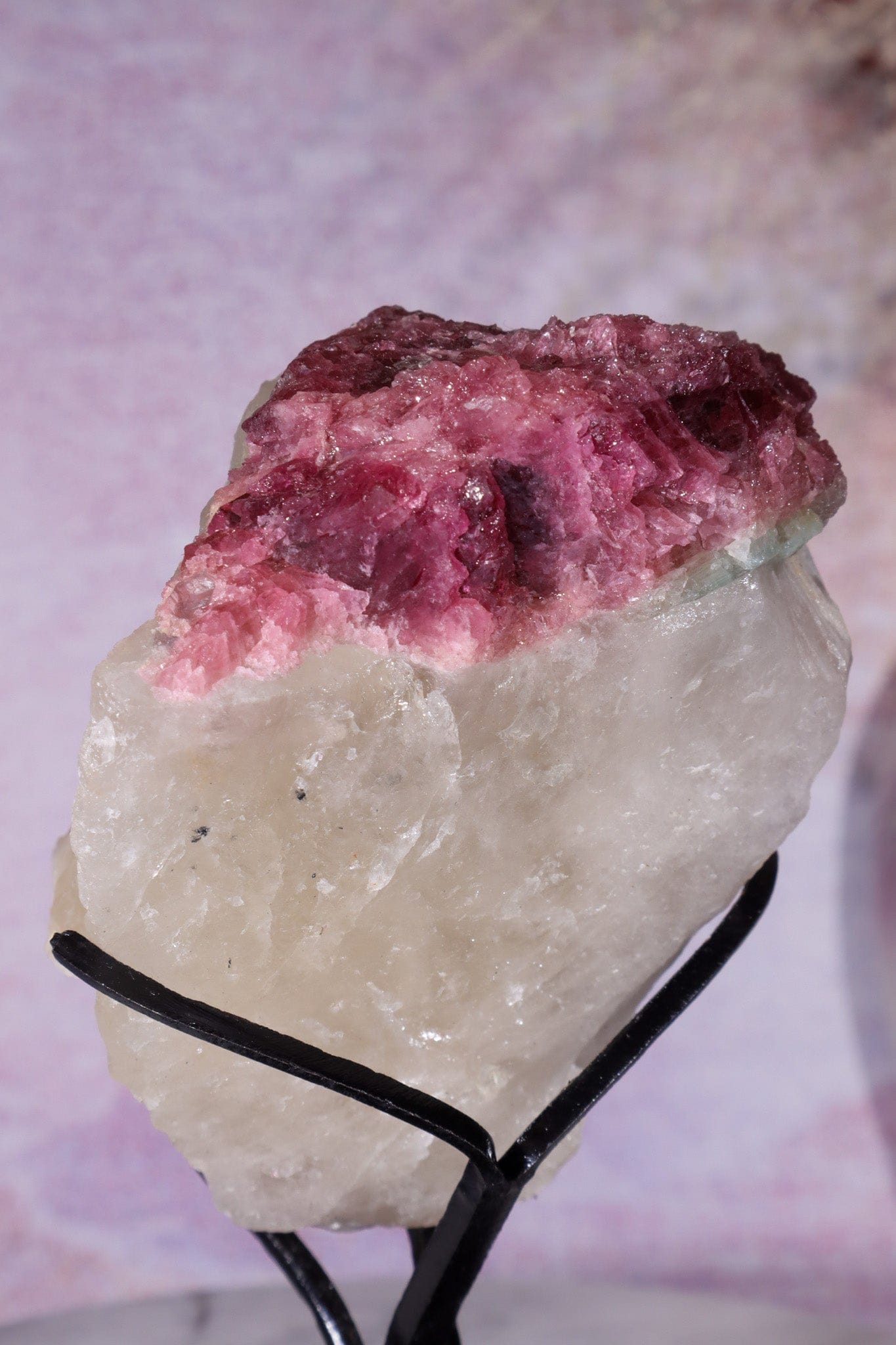 Rubellite Tourmaline in Quartz Specimen on stand 14cm, Brazil Rough Crystals Tali & Loz Crystals