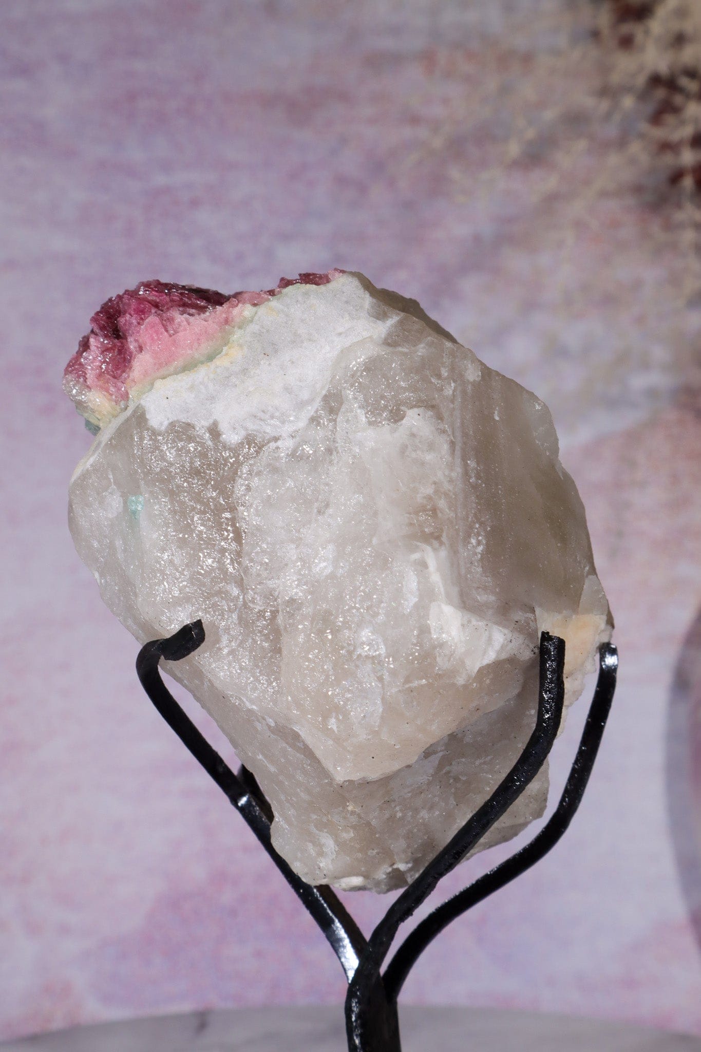 Rubellite Tourmaline in Quartz Specimen on stand 14cm, Brazil Rough Crystals Tali & Loz Crystals