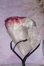 Rubellite Tourmaline in Quartz Specimen on stand 14cm, Brazil Rough Crystals Tali & Loz Crystals
