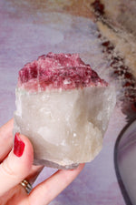 Rubellite Tourmaline in Quartz Specimen on stand 14cm, Brazil Rough Crystals Tali & Loz Crystals
