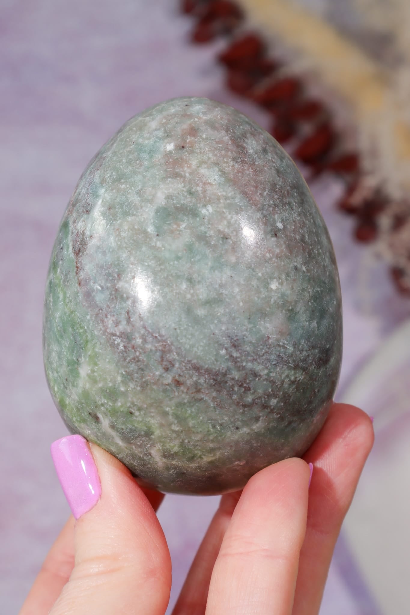Ruby in Serpentine Egg | 75 × 57mm Egg Tali and Loz