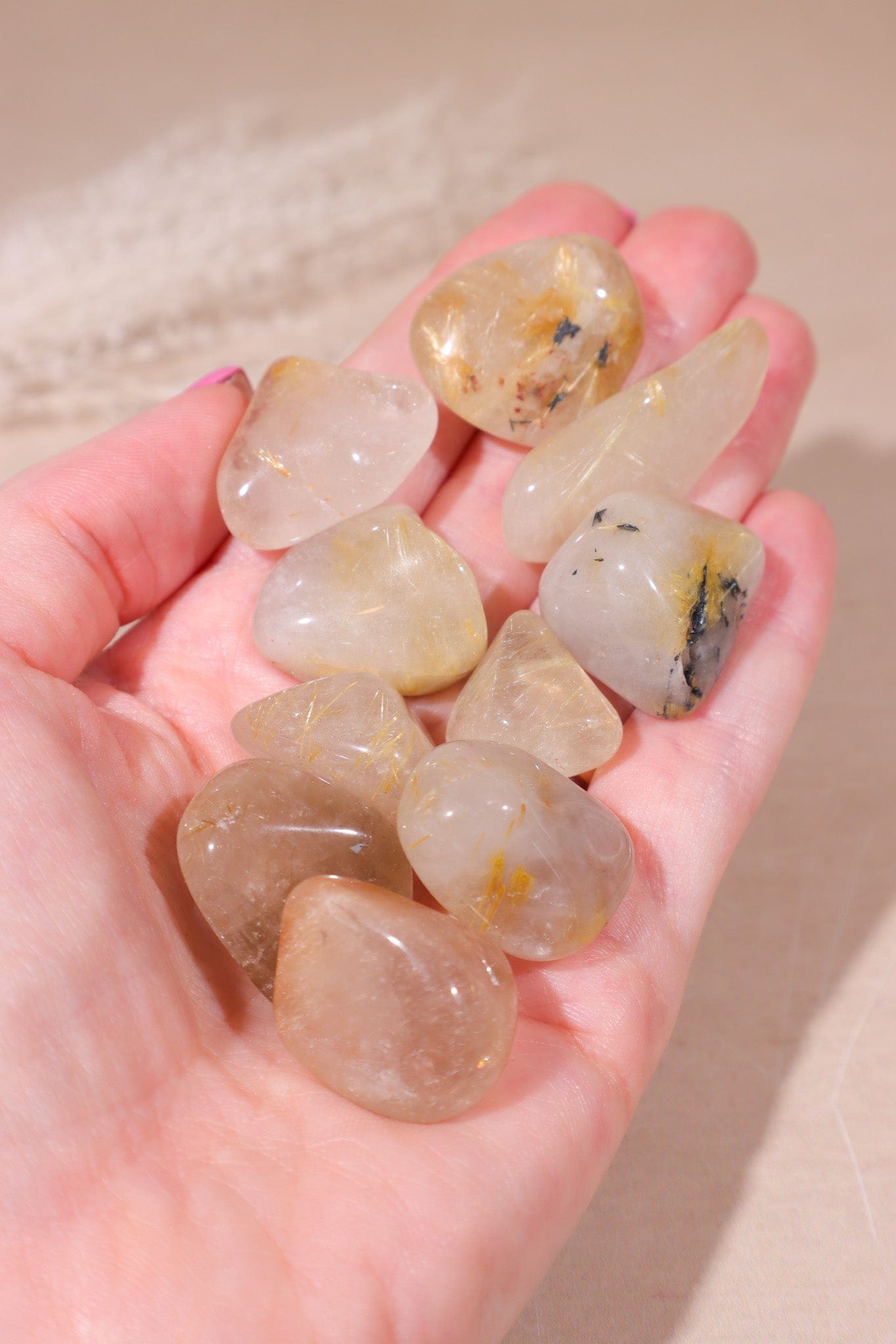 Rutilated Quartz Tumblestones 20-30mm - Tali & Loz Crystals