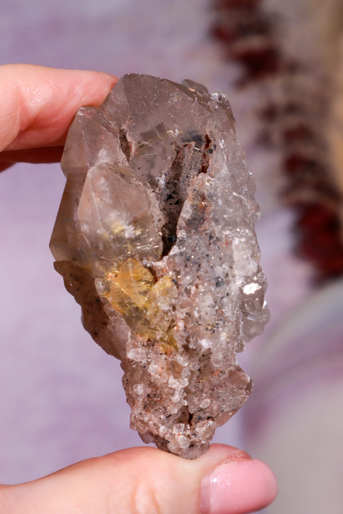 Rutilated Smoky Quartz with Hematite | 6.5–7 cm | Brazil Crystal Tali & Loz Crystals