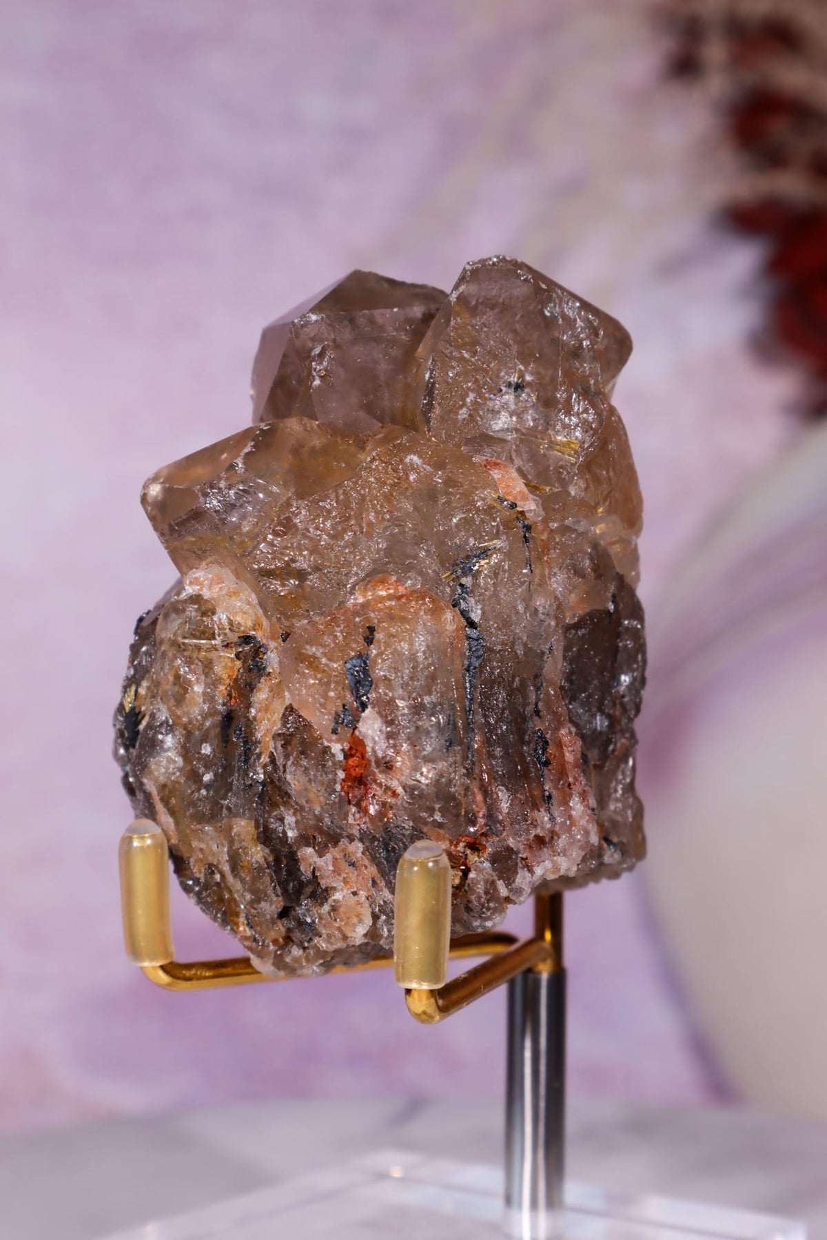 Rutilated Smoky Quartz with Hematite Cluster | 6cm | Brazil Crystal Cluster Tali & Loz Crystals