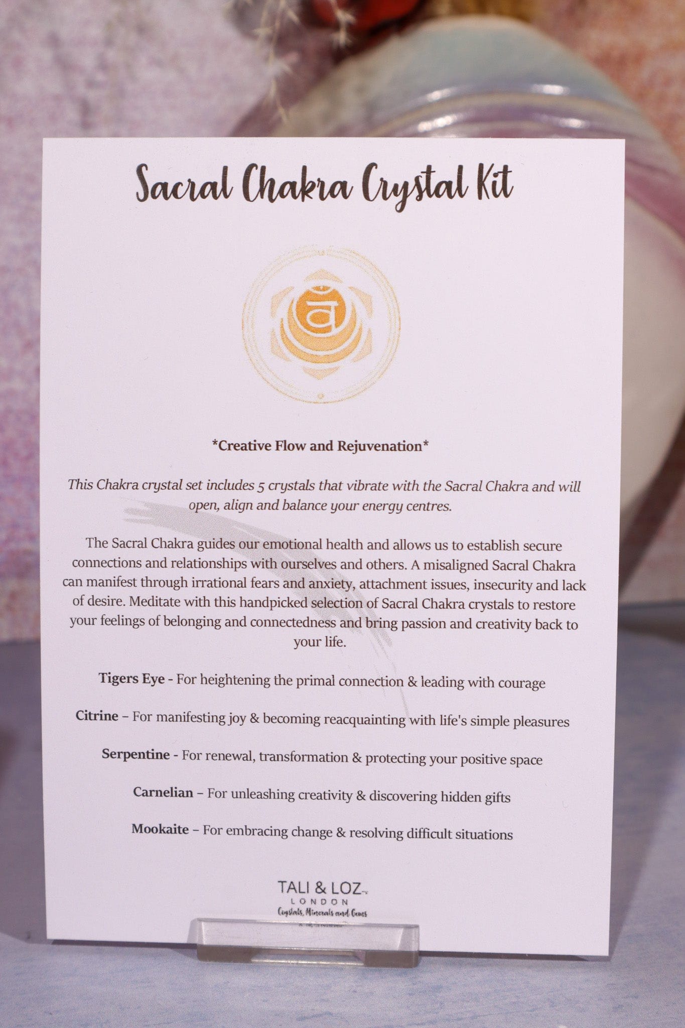 Sacral Chakra Crystal Kit Crystal Sets Tali & Loz Crystals