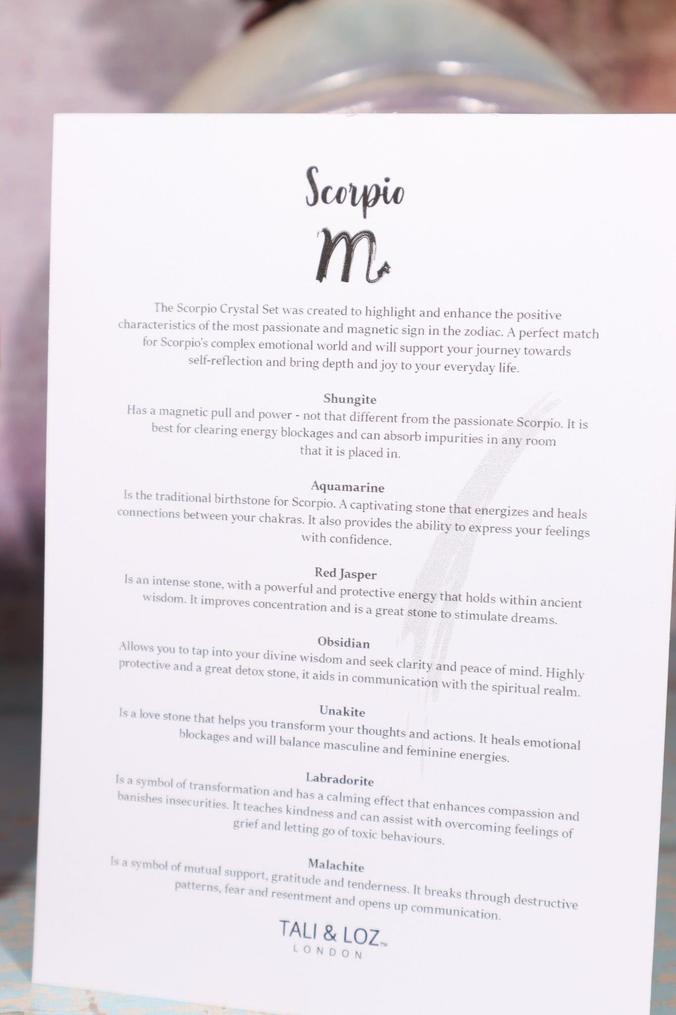 Scorpio Zodiac Crystal Set Crystal Sets Tali & Loz Crystals