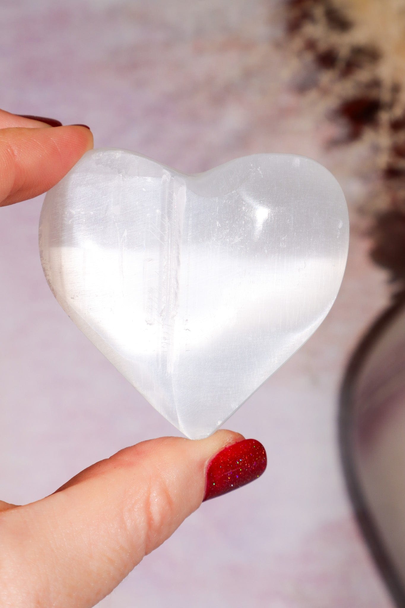 Selenite Hearts Small 6cm Palmstone Tali & Loz Crystals