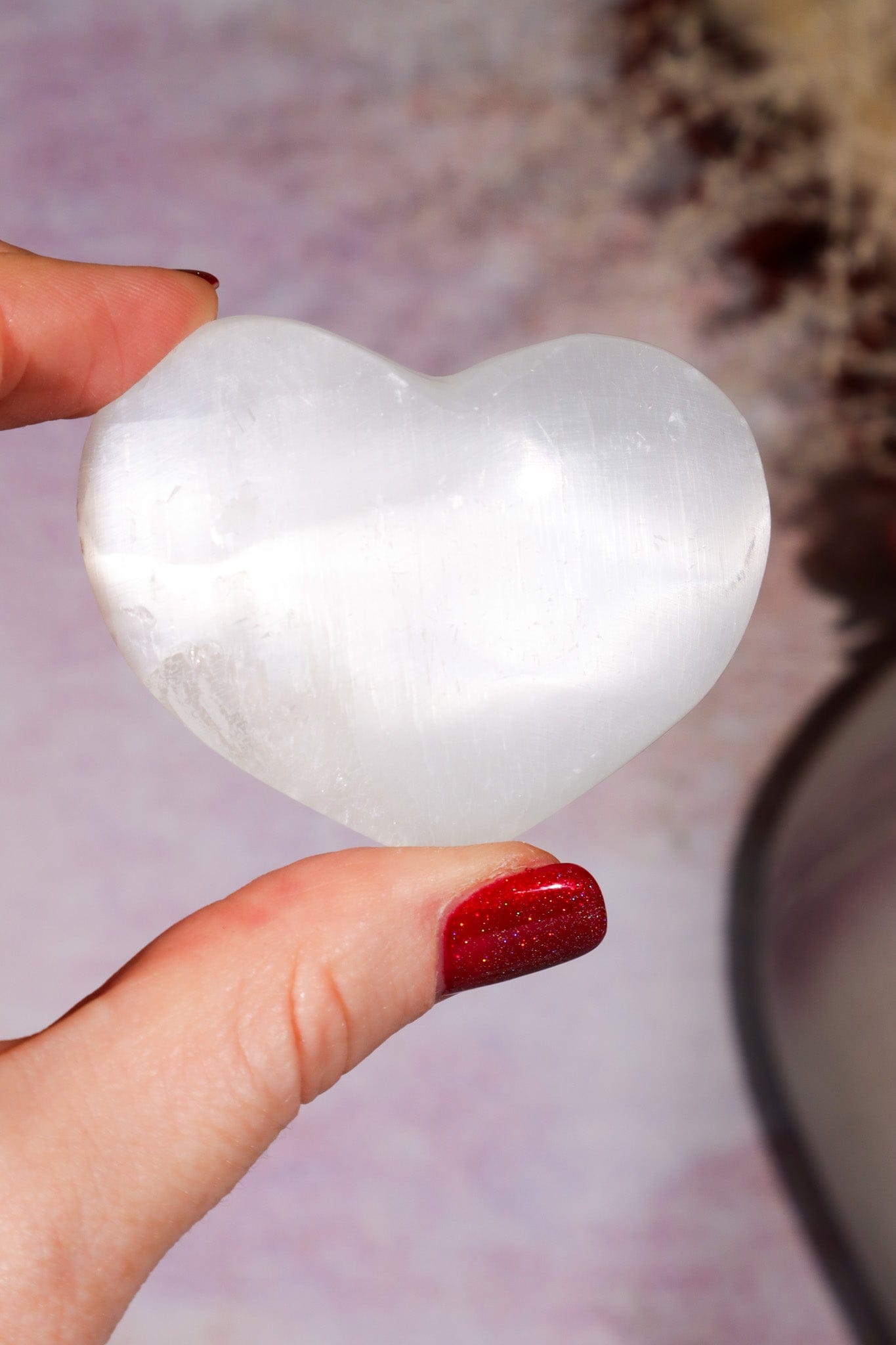 Selenite Hearts Small 6cm Palmstone Tali & Loz Crystals