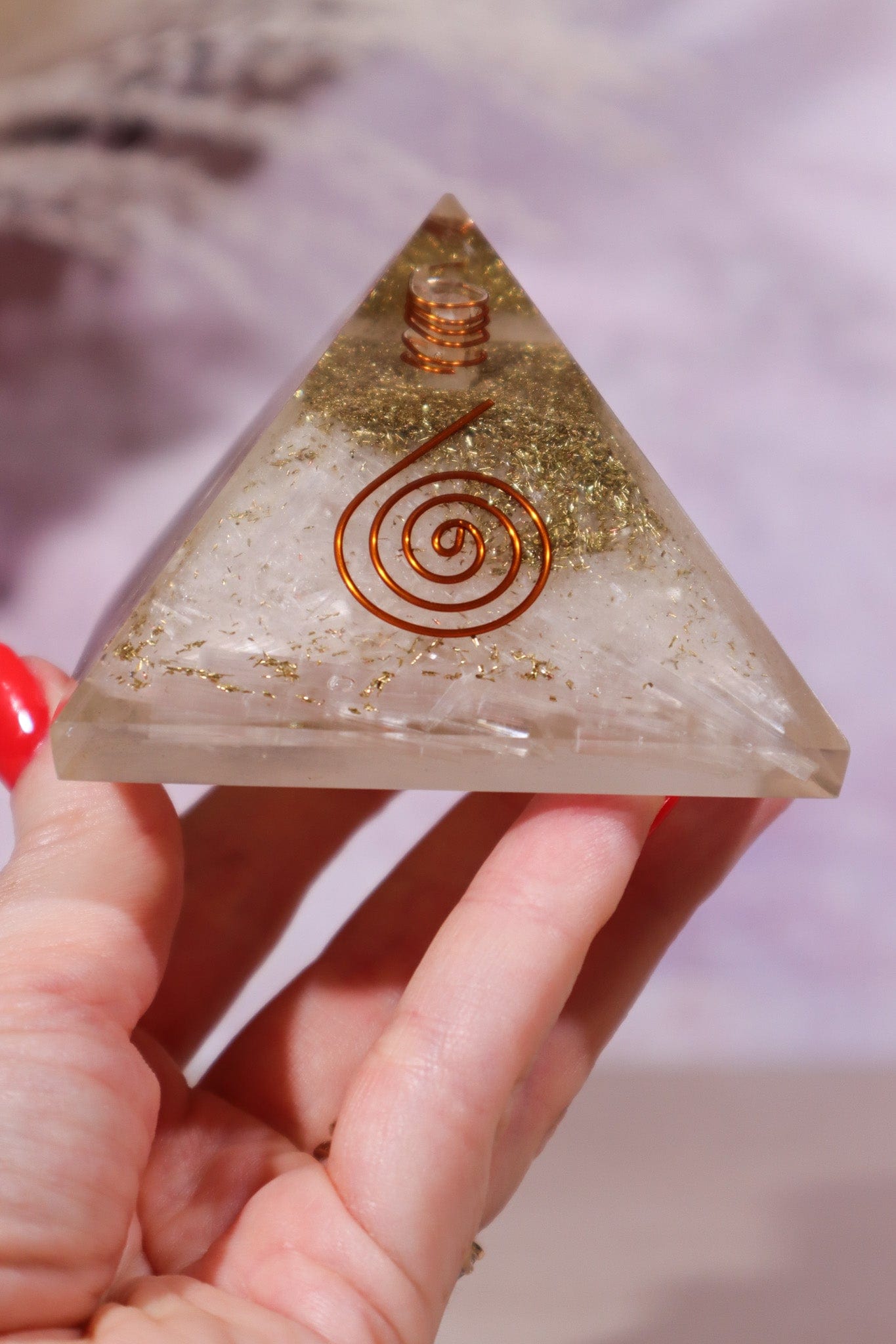 Selenite Orgone Pyramids 6cm - Tali & Loz Crystals